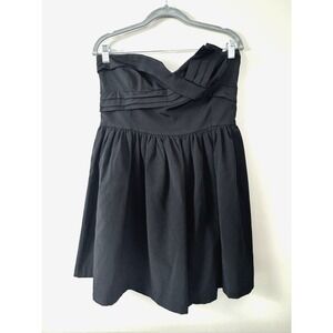 VTG Y2K Dress Aqua Medium Black Strapless Sweetheart Semi Party Retro Classic